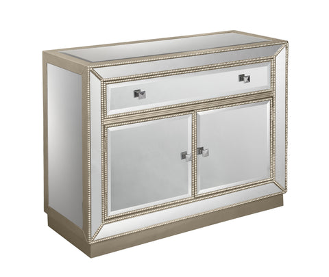 Sadie - One Drawer Two Door Cabinet - Estaline Champagne and Mirror - Premium Accent Cabinets from Coast2Coast Home - Just $2475! Shop now at brett interiors