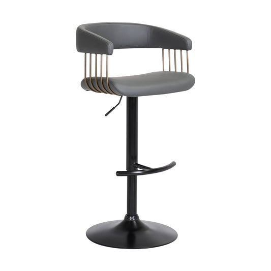 Calista - Adjustable Bar Stool - Grey / Golden Bronze - Premium Adjustable Height from Armen Living - Just $215! Shop now at brett interiors