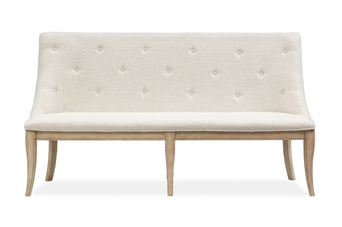 Harlow - Dining Bench With Upholstered Seat & Back - Weathered Bisque - Premium Upholstered Benches from Magnussen Furniture - Just $1079! Shop now at brett interiors