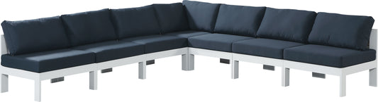 Nizuc - Outdoor Patio Modular Sectional 7 Piece - Navy - Fabric - Premium Stationary Sectionals from Meridian Furniture - Just $6137.50! Shop now at brett interiors