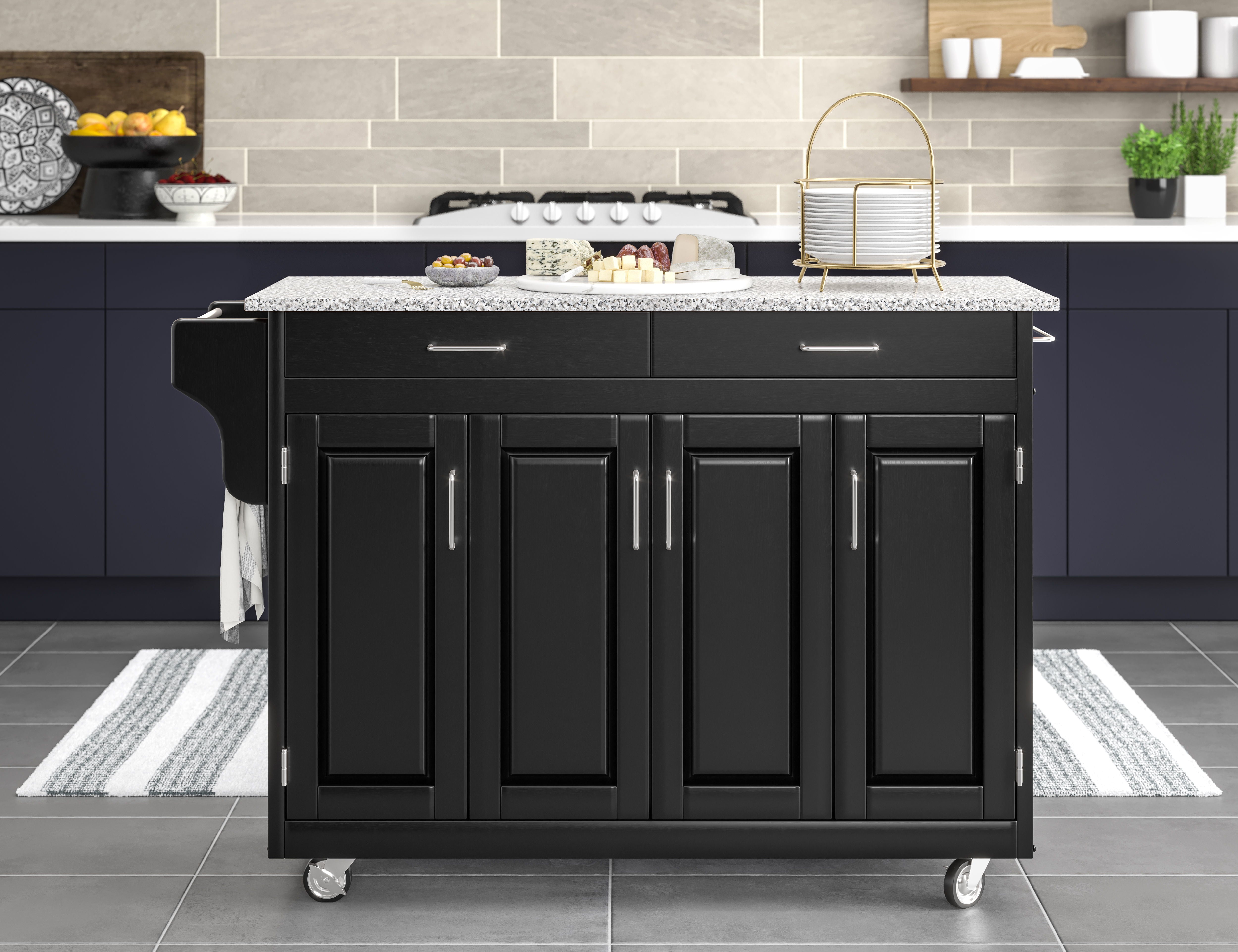 Create-A-Cart - 4 Doors Kitchen Cart - Gray Granite Top - Premium Islands & Carts from Homestyles - Just $1834.98! Shop now at brett interiors