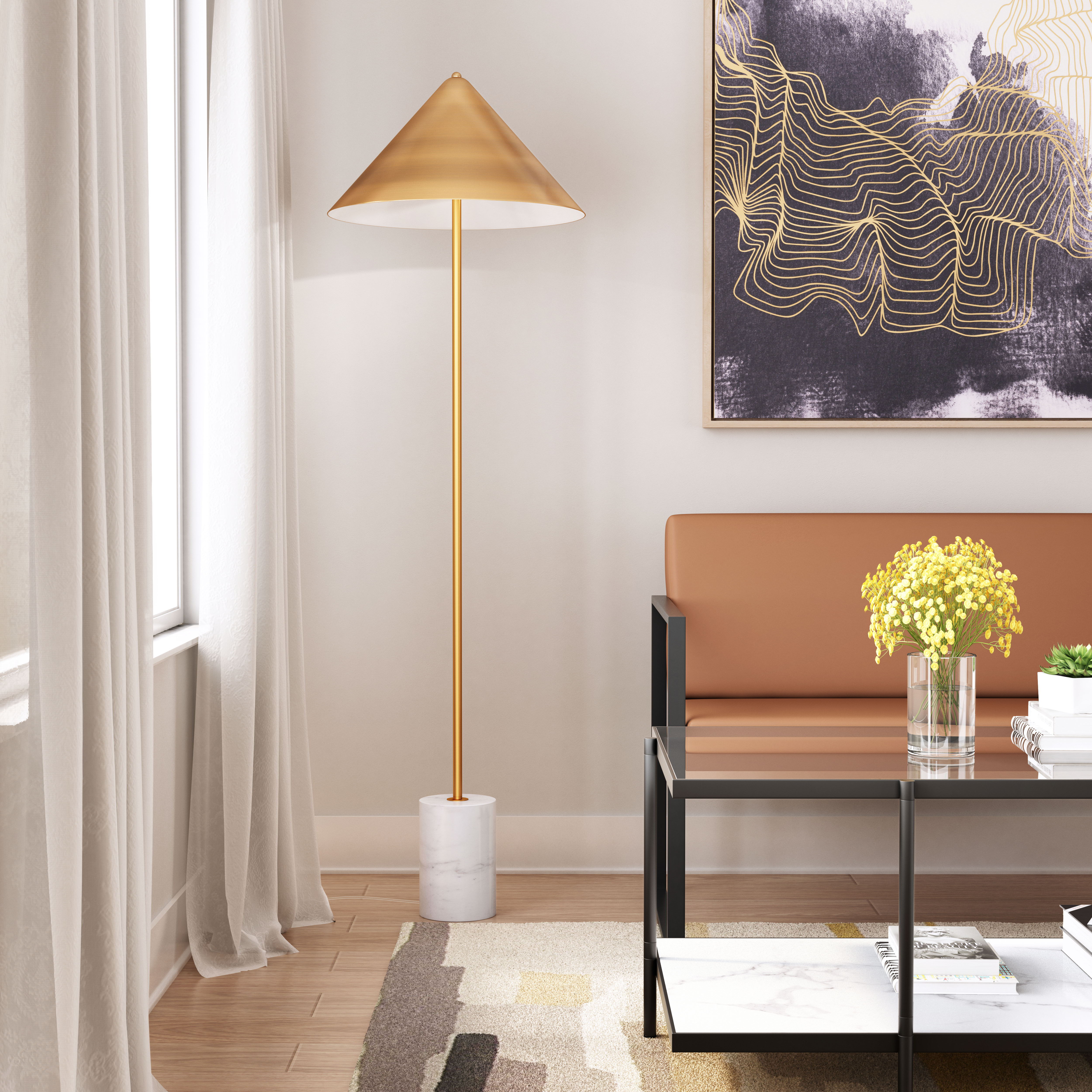 Bianca - Floor Lamp - Brass / White - Premium Floor Lamps from Zuo Modern - Just $900! Shop now at brett interiors