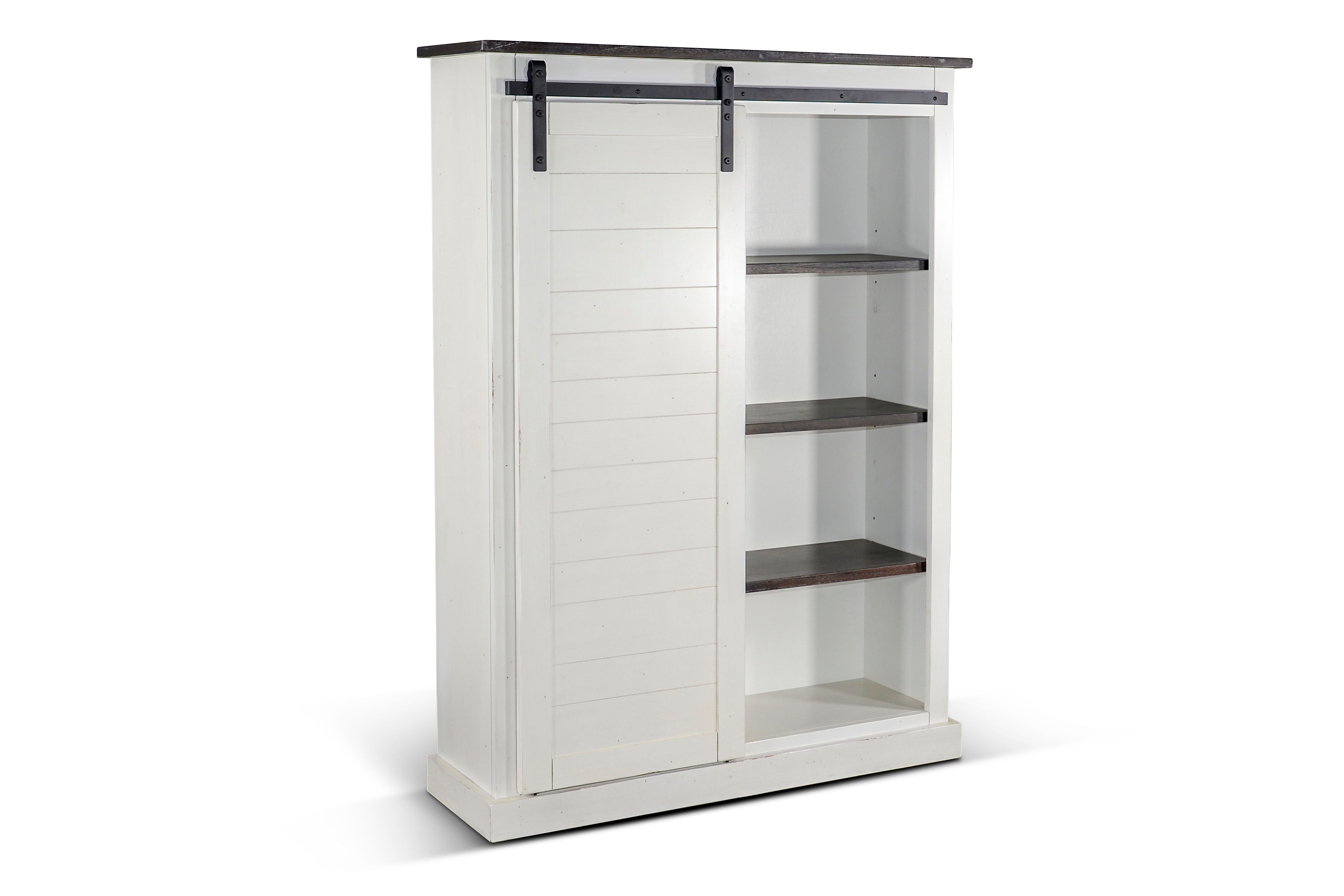 Carriage House - Barn Door Bookcase - White / Dark Brown - Premium Standard Bookcases from Sunny Designs - Just $1156! Shop now at brett interiors