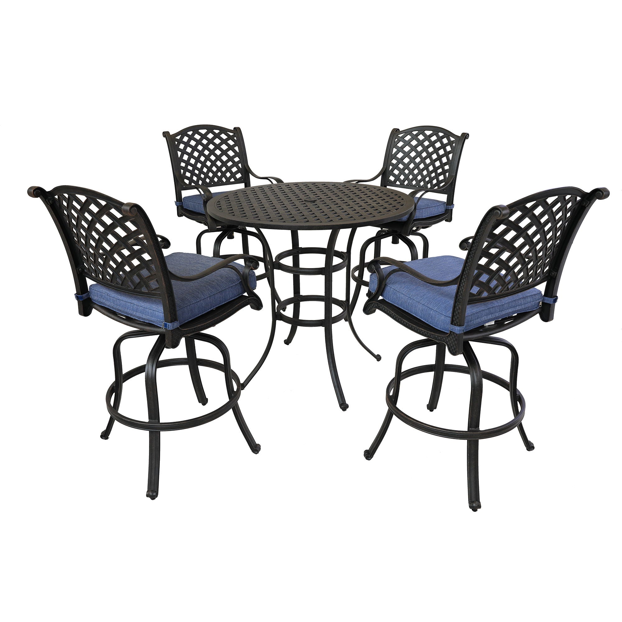 Round 41.97" Long Bar Height Dining Set With Cushions - Premium 5 Piece Outdoor Sets from Gather Craft - Just $863! Shop now at brett interiors