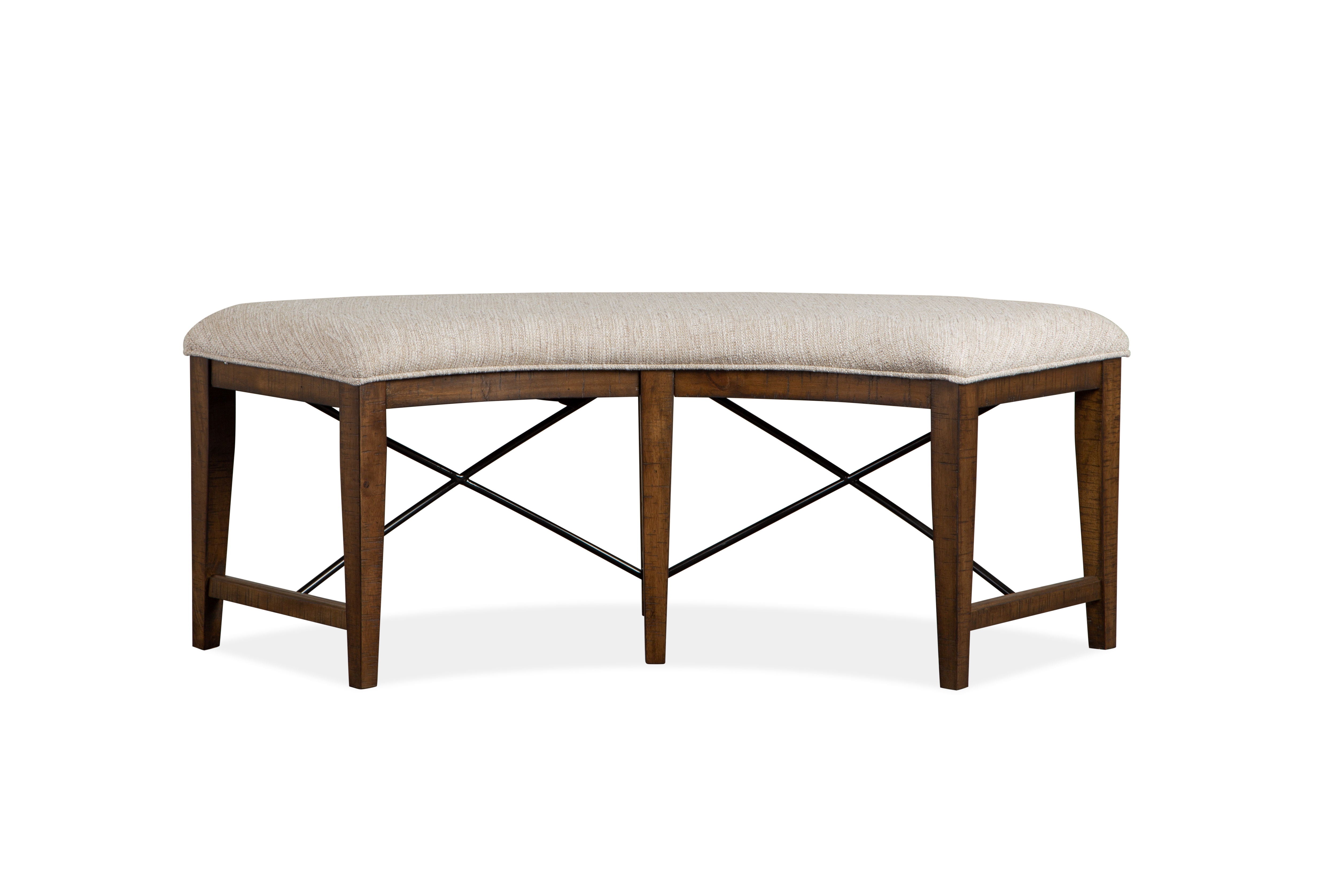 Bay Creek - Curved Bench With Upholstered Seat - Toasted Nutmeg - Premium Upholstered Benches from Magnussen Furniture - Just $455! Shop now at brett interiors