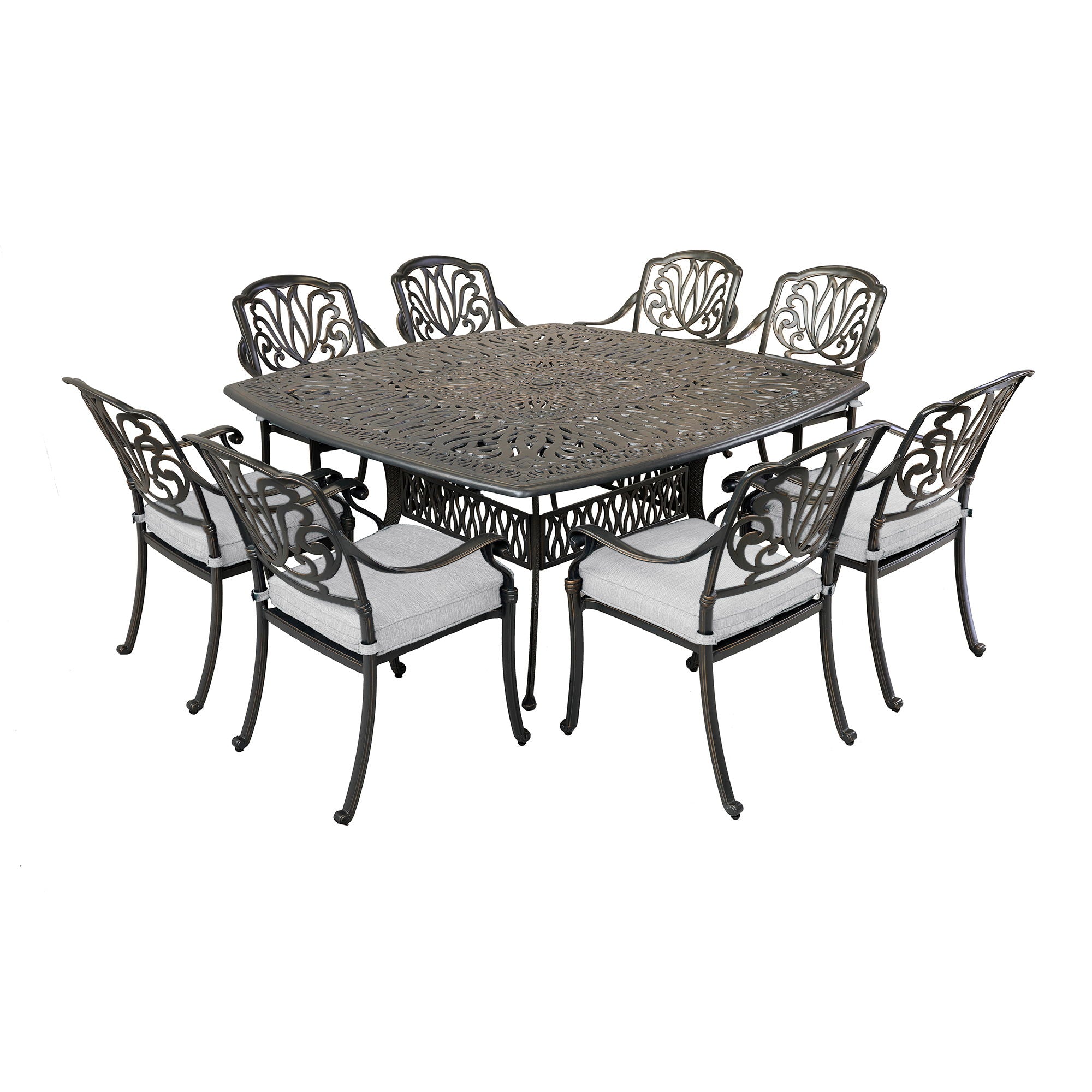 Square 8 Person 64" Long Aluminum Dining Set With Cushions - Premium 8 + Piece Outdoor Sets from Gather Craft - Just $4672! Shop now at brett interiors