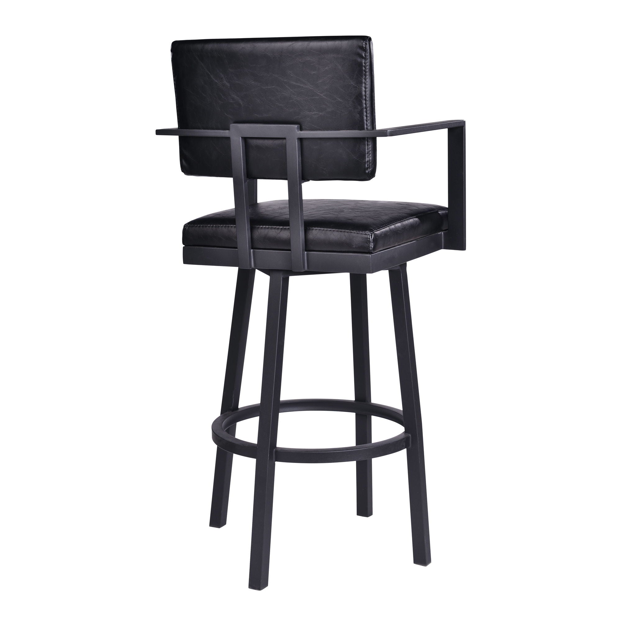 Balboa - 26" Counter Height Swivel Bar Stool With Arms - Vintage Black - Premium Counter Height (24"-27") from Armen Living - Just $360! Shop now at brett interiors