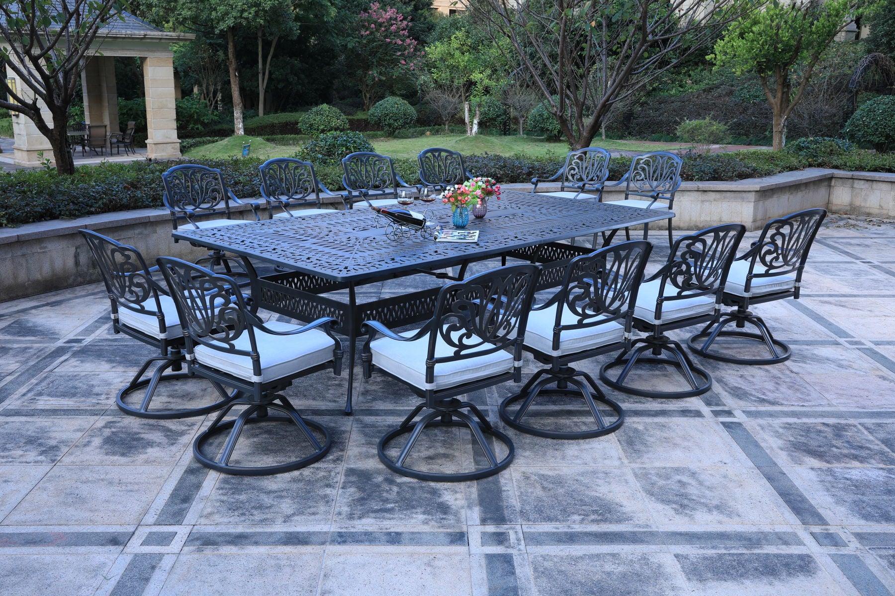 Rectangular Metal Dining Set With Cushions - Premium 8 + Piece Outdoor Sets from Gather Craft - Just $7251! Shop now at brett interiors