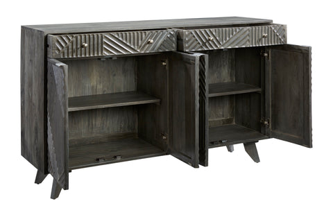 Horton - Four Door Two Drawer Credenza - Gray - Premium Credenzas from Coast2Coast Home - Just $4125! Shop now at brett interiors