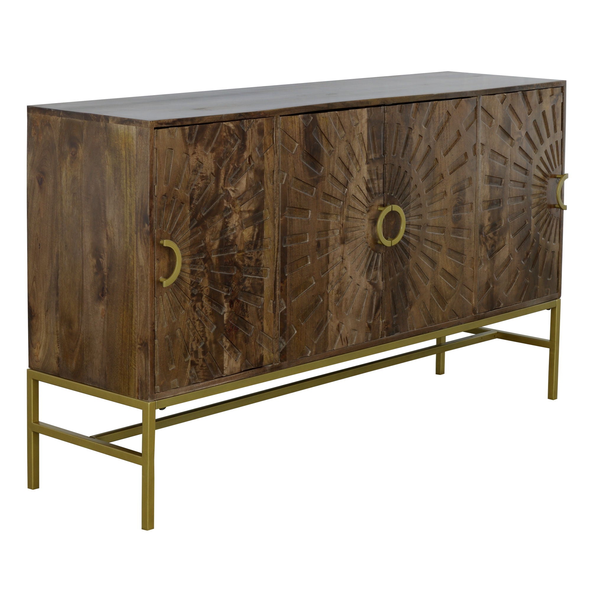 Raelynn - Four Door Credenza - Blazer Brown / Gold - Premium Credenzas from Coast2Coast Home - Just $3300! Shop now at brett interiors