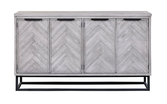 Aspen Court II - Four Door Media Credenza - Herringbone White Rub - Premium Credenzas from Coast2Coast Home - Just $4125! Shop now at brett interiors