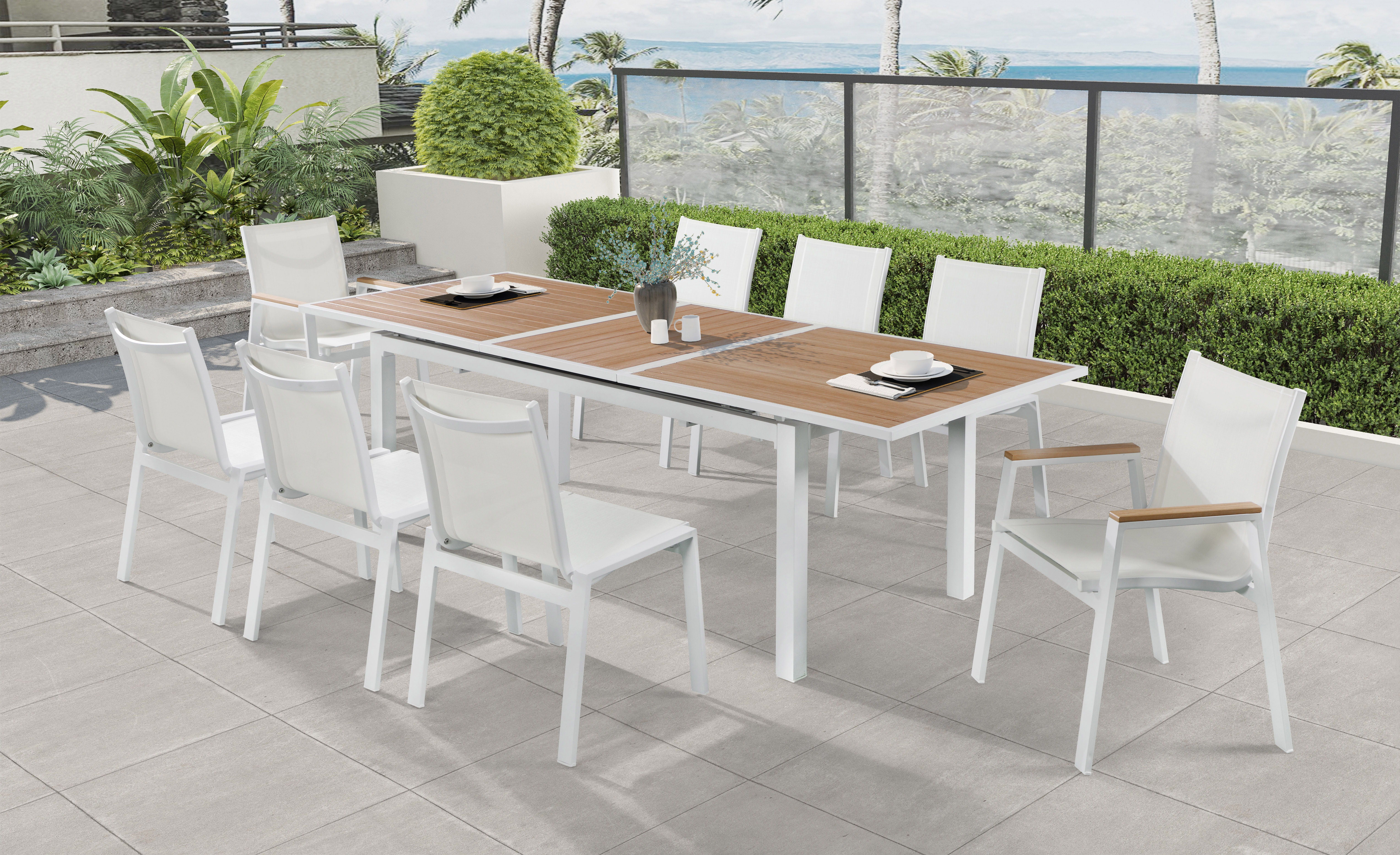 Nizuc - Outdoor Patio Dining Arm Chair (Set of 2) - White - Fabric - Premium Chair Sets from Meridian Furniture - Just $800! Shop now at brett interiors