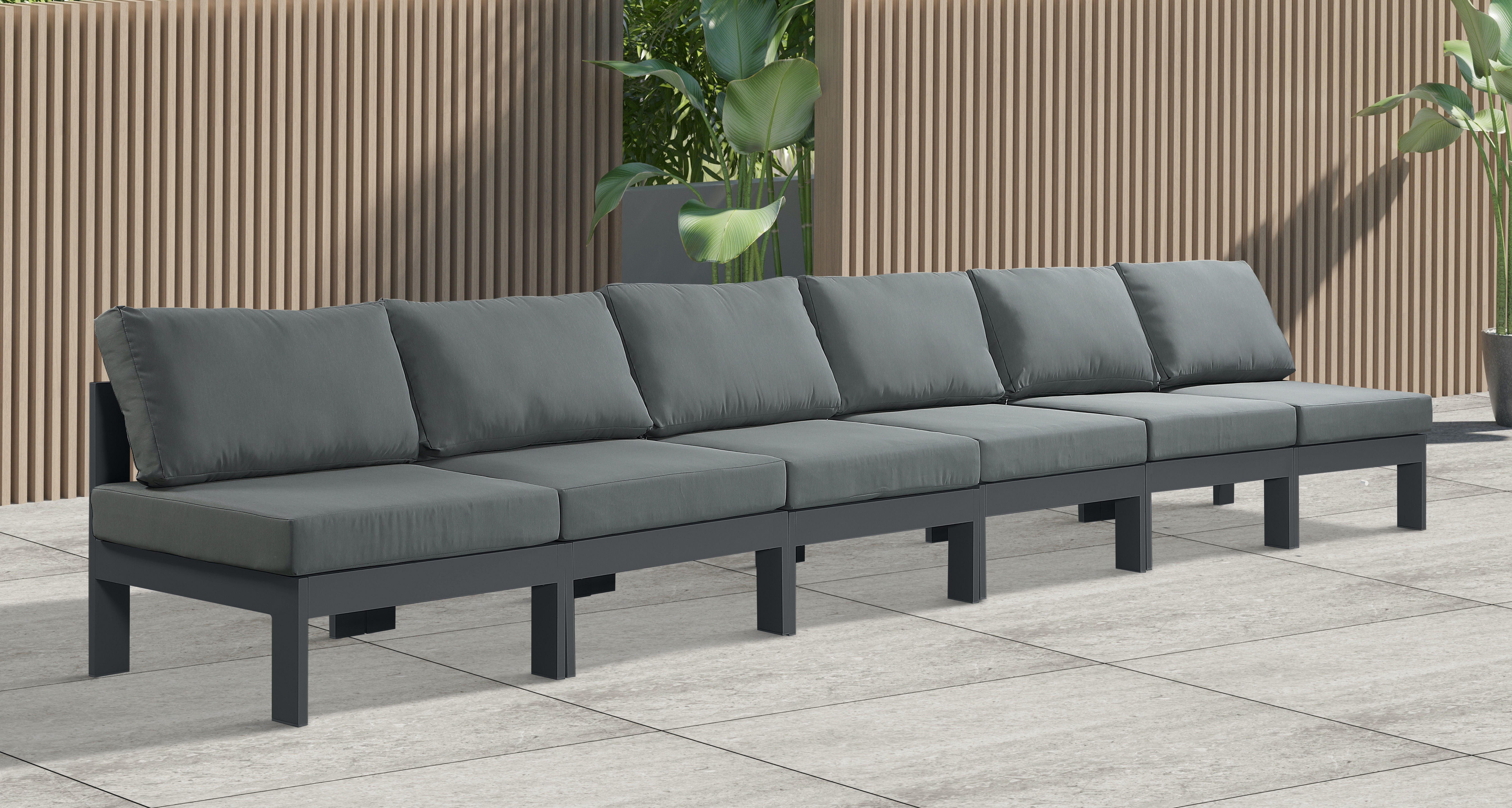 Nizuc - Outdoor Patio Modular Sofa Armless - Grey - Metal - Premium Sofas from Meridian Furniture - Just $5175! Shop now at brett interiors