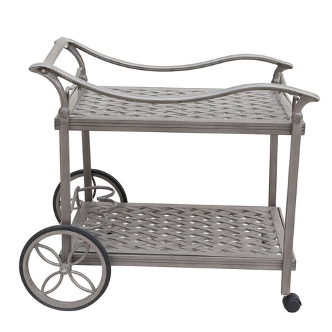 Cast Aluminum Outdoor Patio Serving Tea Cart With Wheels - Gray - Premium Tray Tables from Gather Craft - Just $465! Shop now at brett interiors