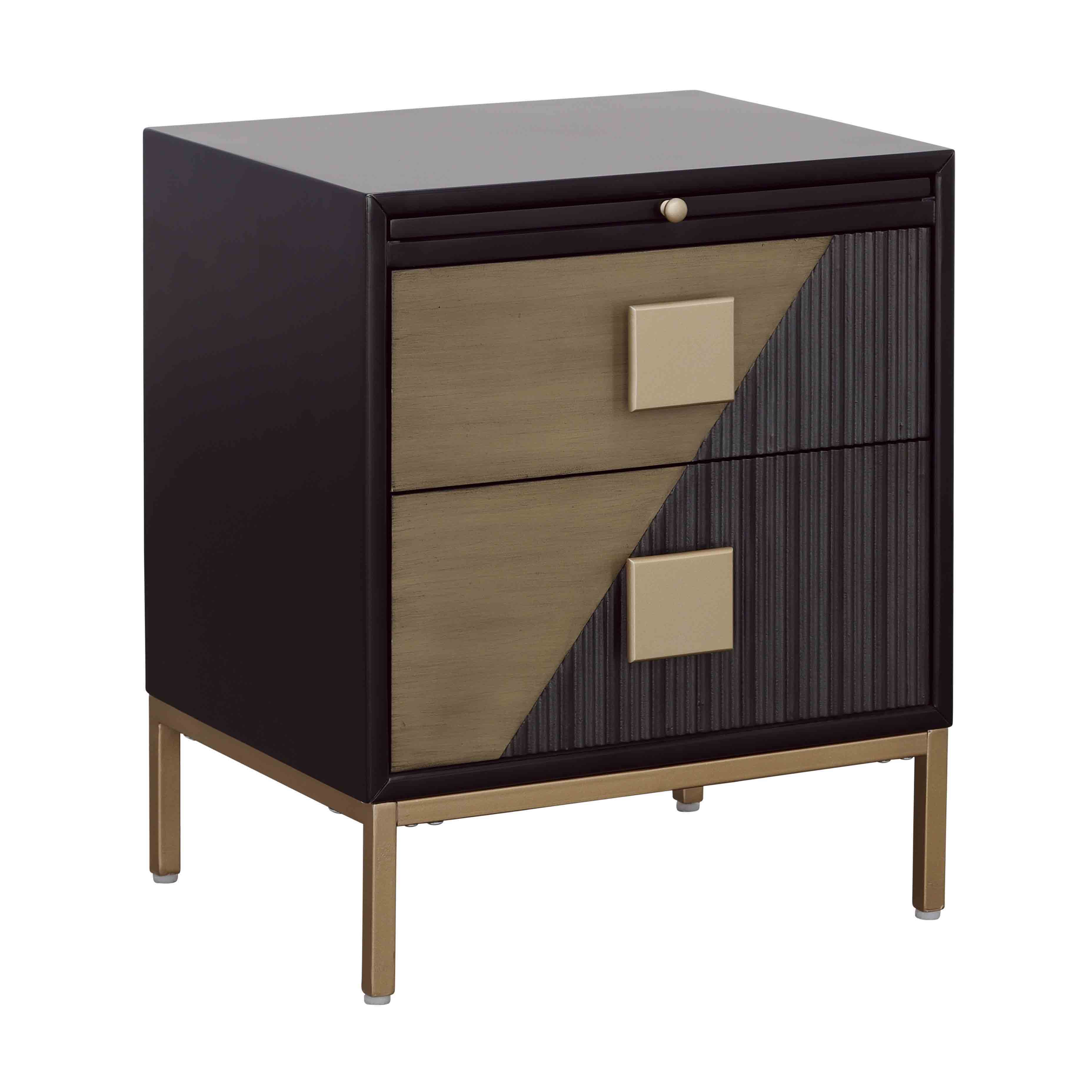 Two Drawer Chairside With Pullout Shelf - Midnight Hour / Champagne - Premium Accent Chests from Coast2Coast Home - Just $1402.50! Shop now at brett interiors