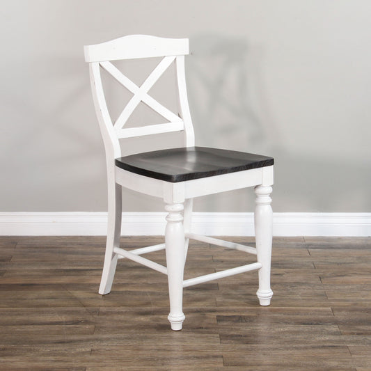 Carriage House - Crossback Barstool - White / Dark Brown - Premium Bar Height (28"-30") from Sunny Designs - Just $214! Shop now at brett interiors