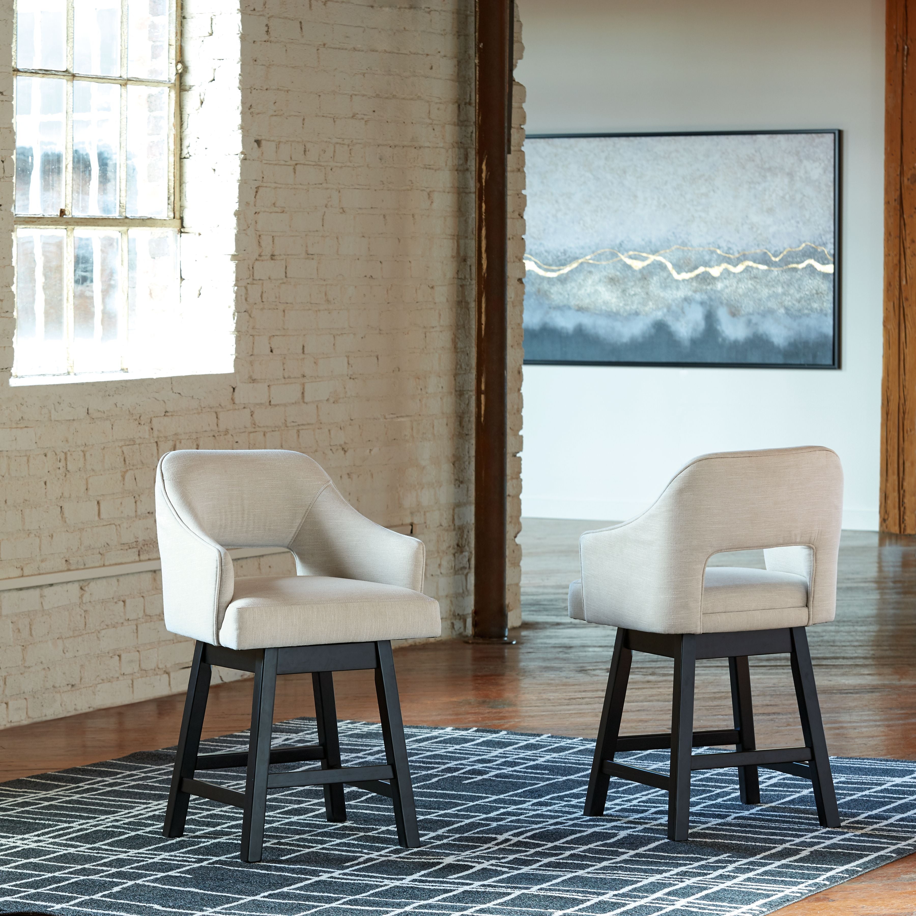 Tallenger - Upholstered Swivel Barstool (Set of 2) - Premium Stool Sets from Signature Design by Ashley® - Just $473.55! Shop now at brett interiors