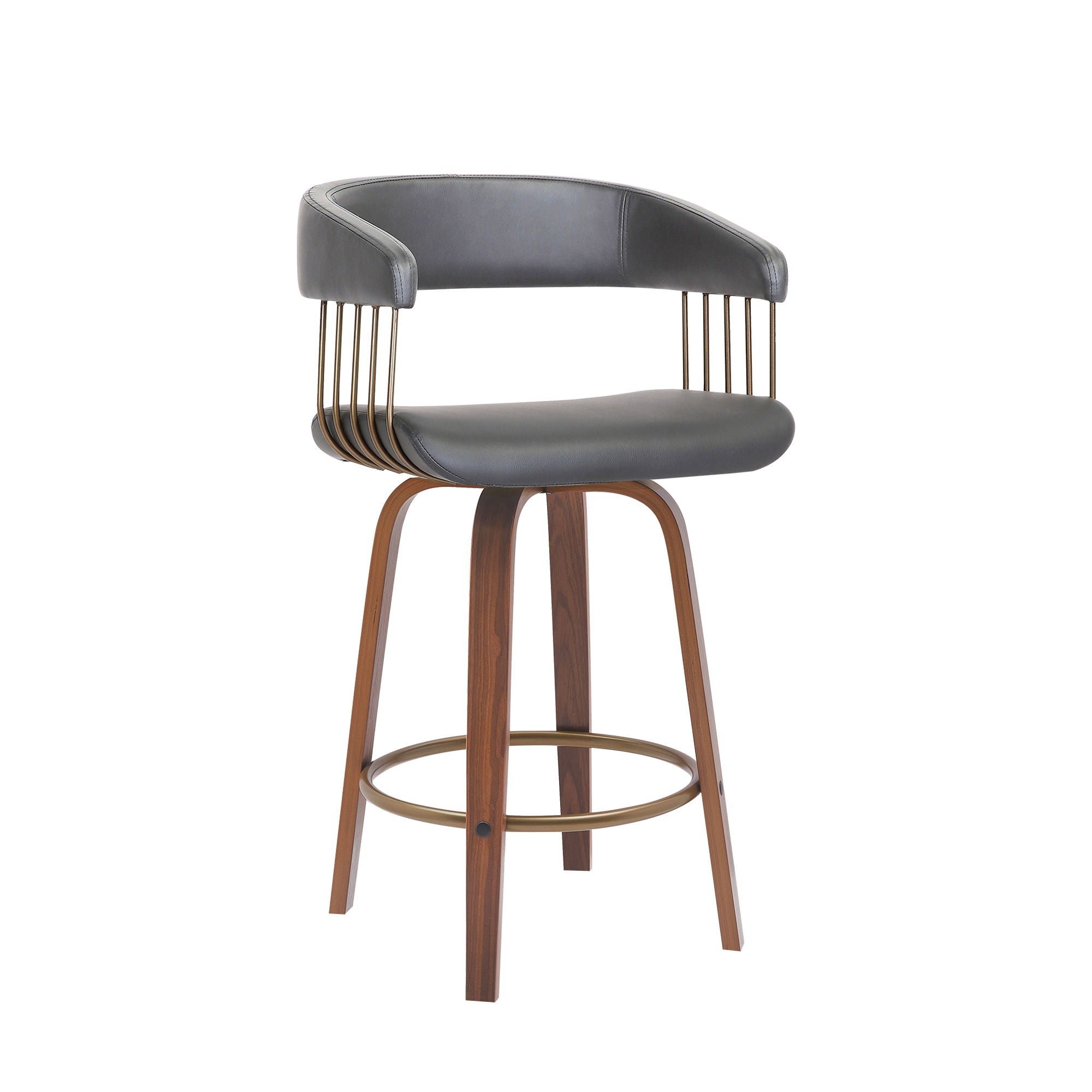 Topanga - Swivel Walnut Wood Stool - Premium Counter Height (24"-27") from Armen Living - Just $230! Shop now at brett interiors