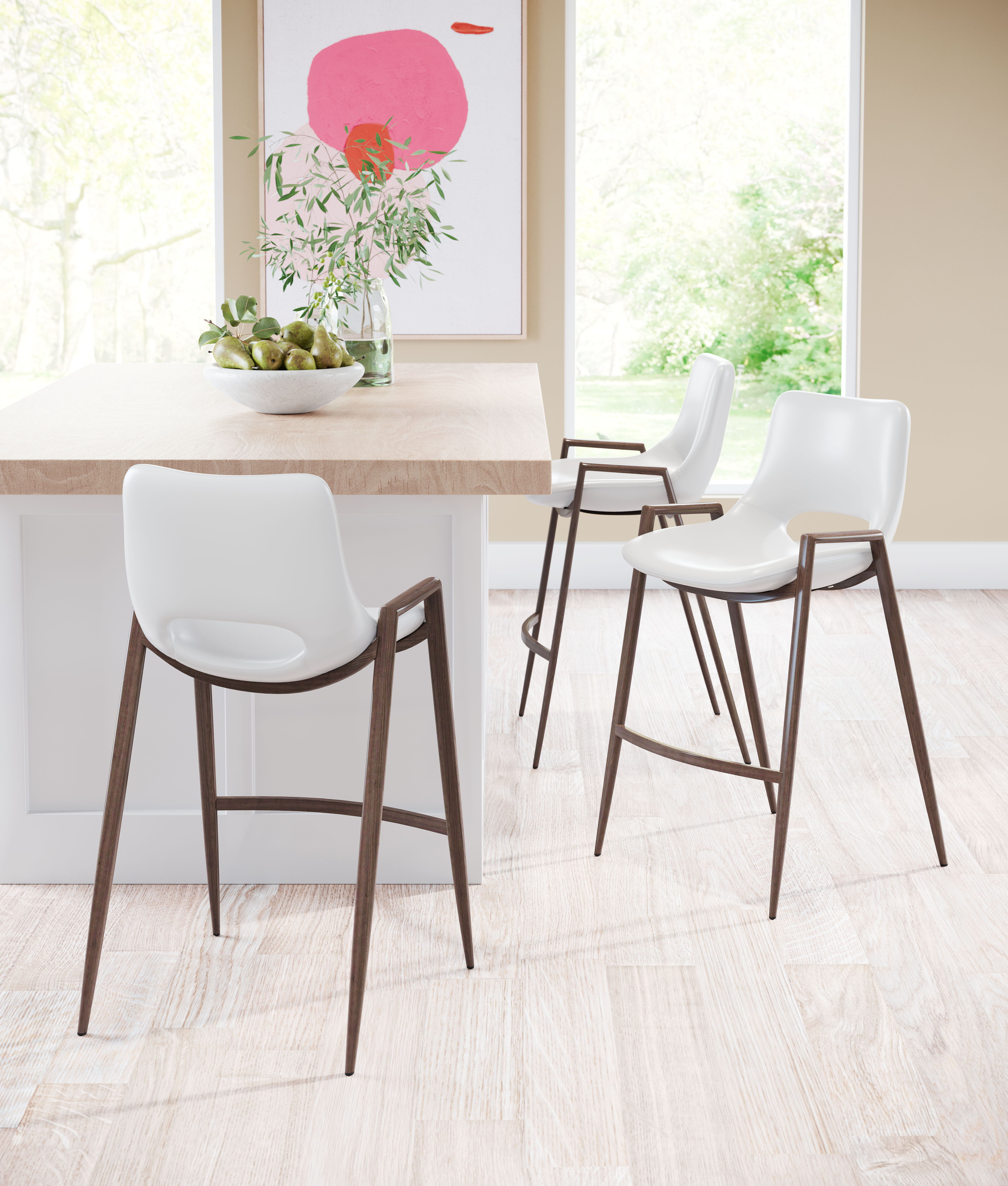 Desi - Counter Stool (Set of 2) Walnut Legs - Premium Stool Sets from Zuo Modern - Just $1400! Shop now at brett interiors