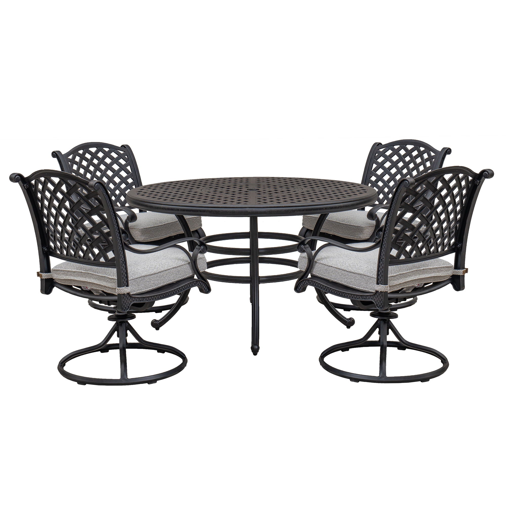 Stylish Outdoor 5 Piece Aluminum Dining Set With Cushion, Swivel And Rocking Chairs - Sandstorm - Premium 5 Piece Outdoor Sets from Gather Craft - Just $2926! Shop now at brett interiors