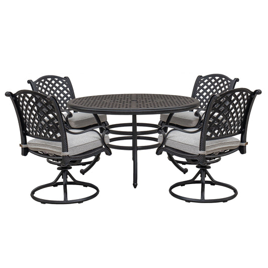 Stylish Outdoor 5 Piece Aluminum Dining Set With Cushion, Swivel And Rocking Chairs - Sandstorm - Premium 5 Piece Outdoor Sets from Gather Craft - Just $2926! Shop now at brett interiors