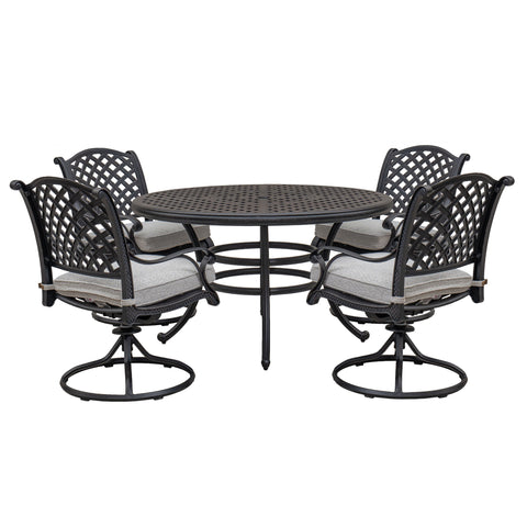 Stylish Outdoor 5 Piece Aluminum Dining Set With Cushion, Swivel And Rocking Chairs - Sandstorm - Premium 5 Piece Outdoor Sets from Gather Craft - Just $2926! Shop now at brett interiors