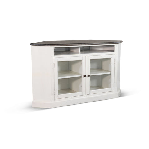 Carriage House - Corner TV Stand - White / Dark Brown - Premium TV Stands from Sunny Designs - Just $858! Shop now at brett interiors