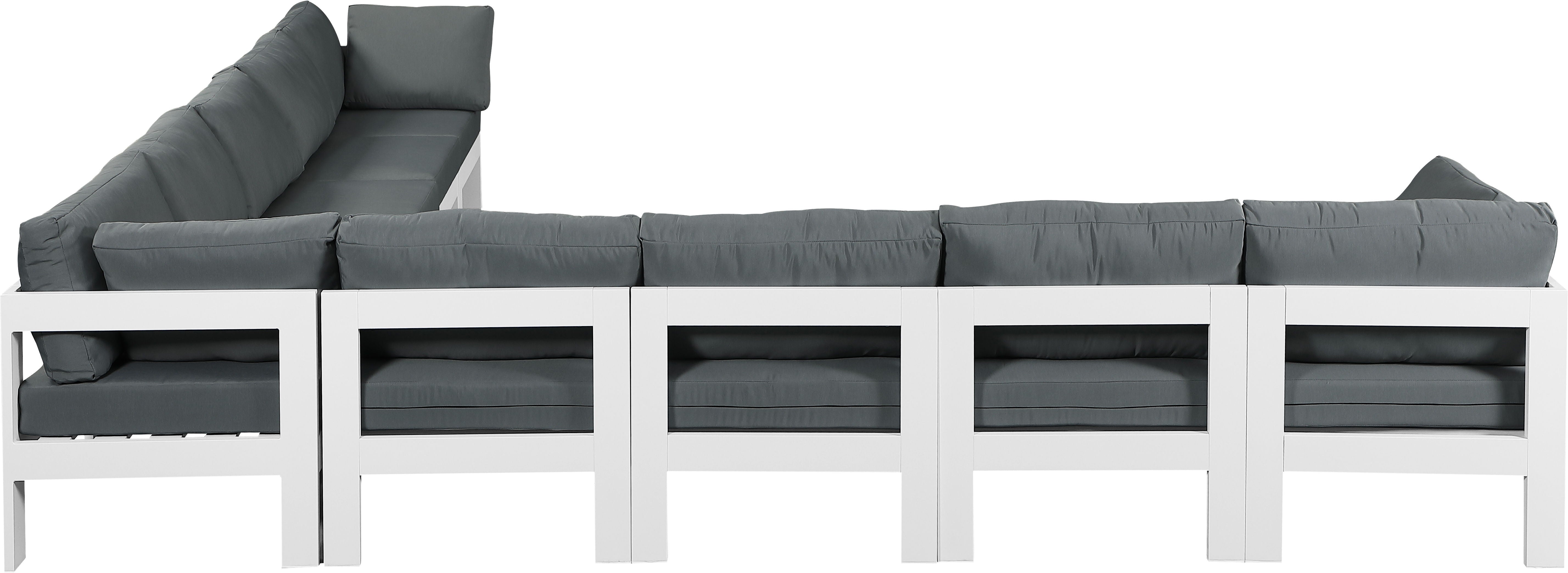 Nizuc - Outdoor Patio Modular Sectional 9 Piece - Grey - Fabric - Modern & Contemporary - Premium Stationary Sectionals from Meridian Furniture - Just $8062.50! Shop now at brett interiors