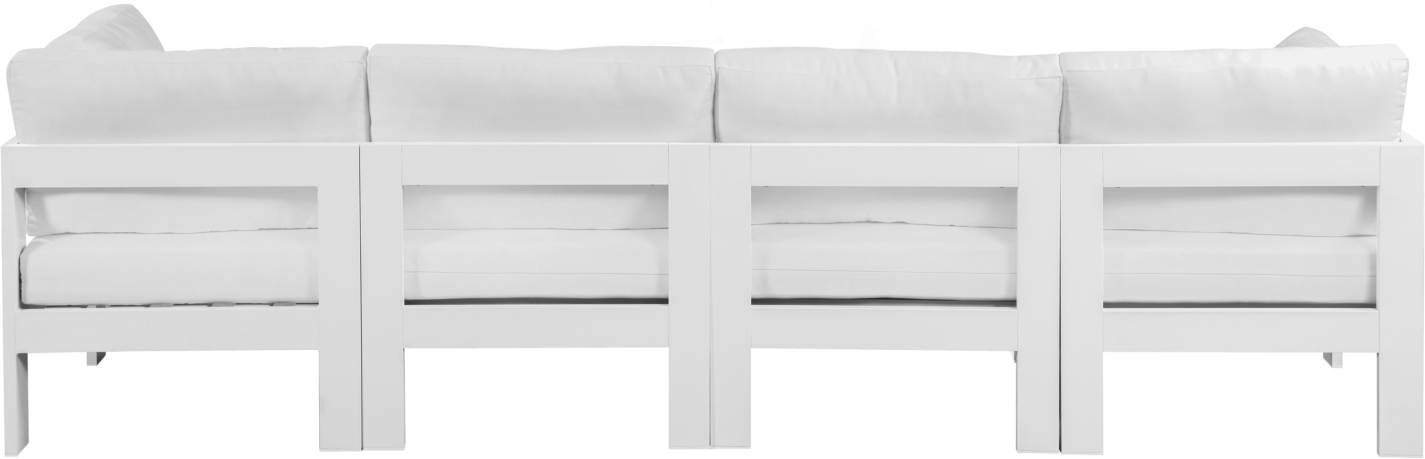 Nizuc - Outdoor Patio Modular Sofa - White - Metal - Premium Sofas from Meridian Furniture - Just $3650! Shop now at brett interiors