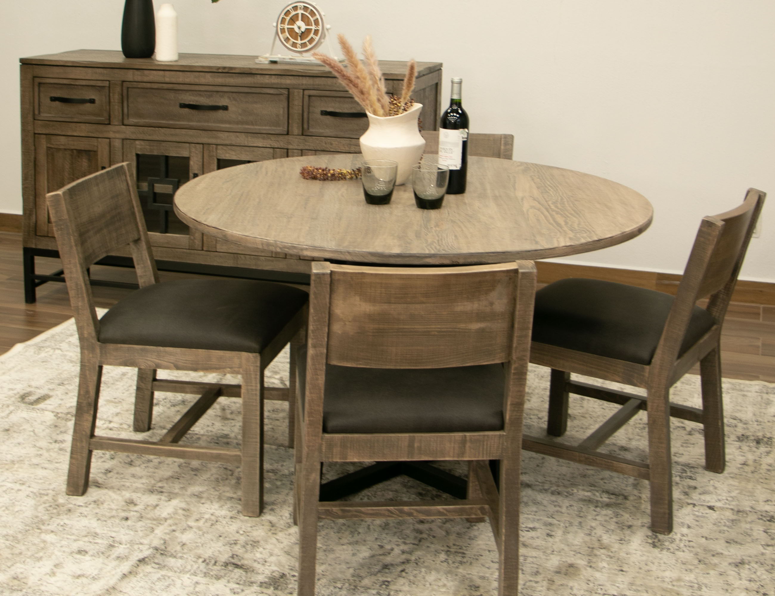 Blacksmith - Round Table - Truffle Brown / Oil Black - Premium Dining Tables from International Furniture Direct - Just $672.50! Shop now at brett interiors