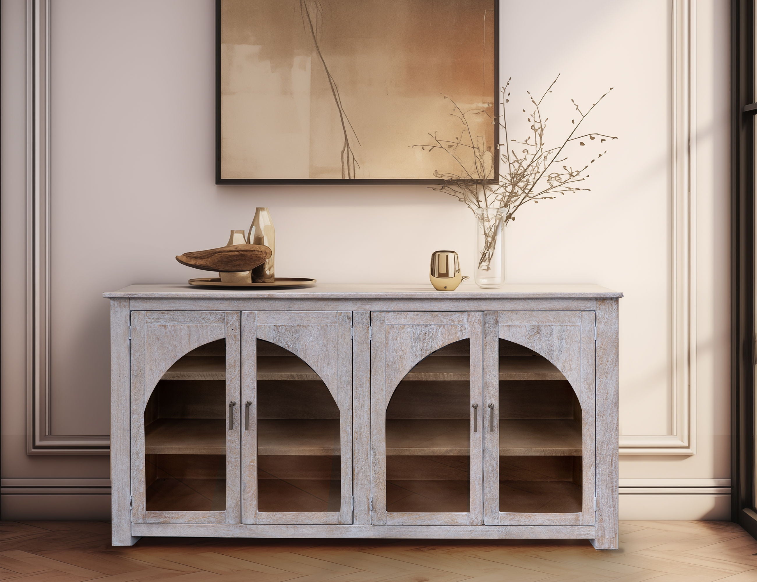 Santa Monica - Console - White Wash - Premium TV Stands from International Furniture Direct - Just $1247.50! Shop now at brett interiors