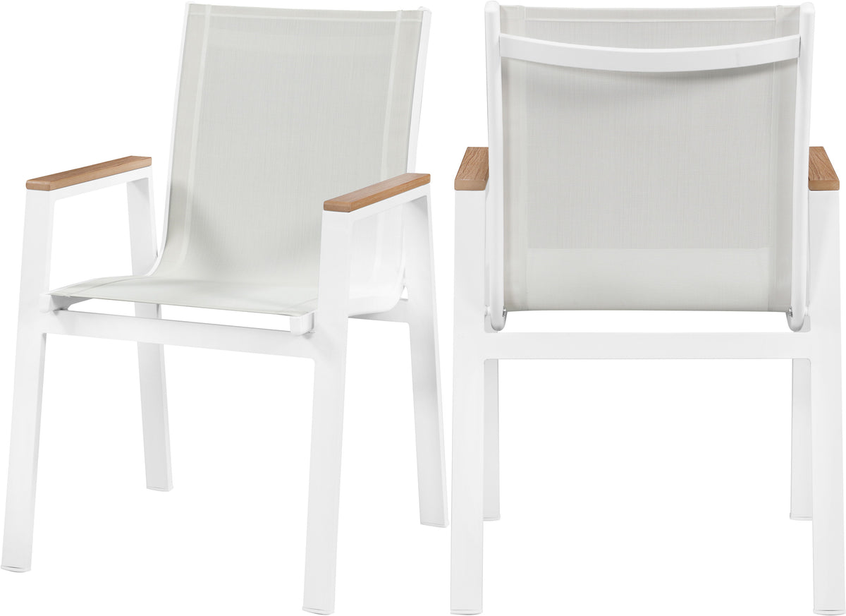 Nizuc - Outdoor Patio Dining Arm Chair (Set of 2) - White - Fabric - Premium Chair Sets from Meridian Furniture - Just $800! Shop now at brett interiors