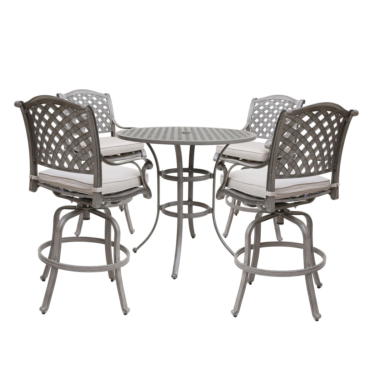 Cast Aluminum Bar Set With Cushion - Premium 5 Piece Outdoor Sets from Gather Craft - Just $2890! Shop now at brett interiors