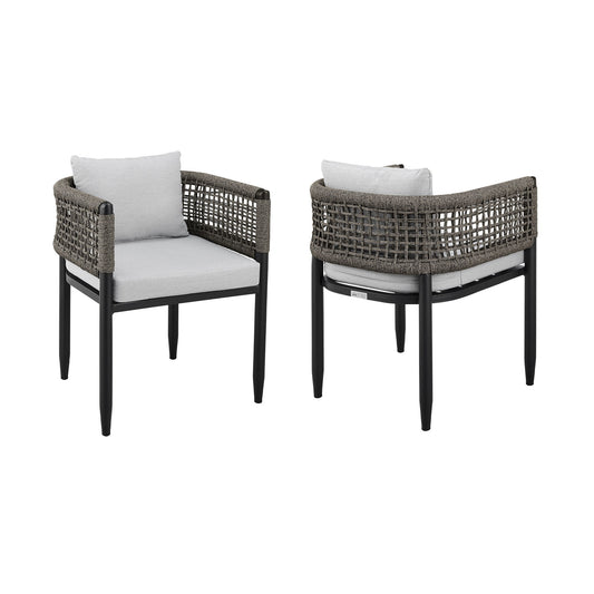 Alegria - Outdoor Patio Dining Chair With Cushions (Set of 2) - Gray - Premium Chair Sets from Armen Living - Just $1395! Shop now at brett interiors