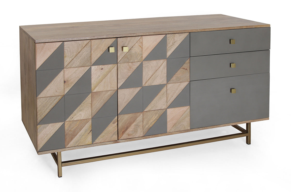 Cyrus - Two Door Three Drawer Credenza - Diversion Natural / Cement - Premium Credenzas from Coast2Coast Home - Just $3300! Shop now at brett interiors