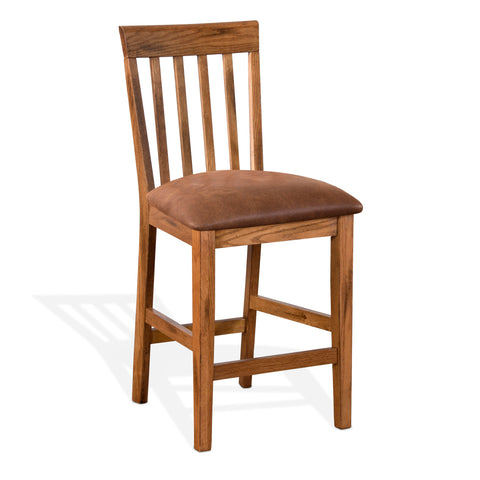 Sedona - Slatback Barstool With Wood Seat - Rustic Oak - Premium Bar Height (28"-30") from Sunny Designs - Just $187! Shop now at brett interiors