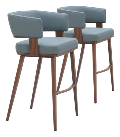 Poise - Barstool (Set of 2) - Blue - Premium Stool Sets from Zuo Modern - Just $1550! Shop now at brett interiors