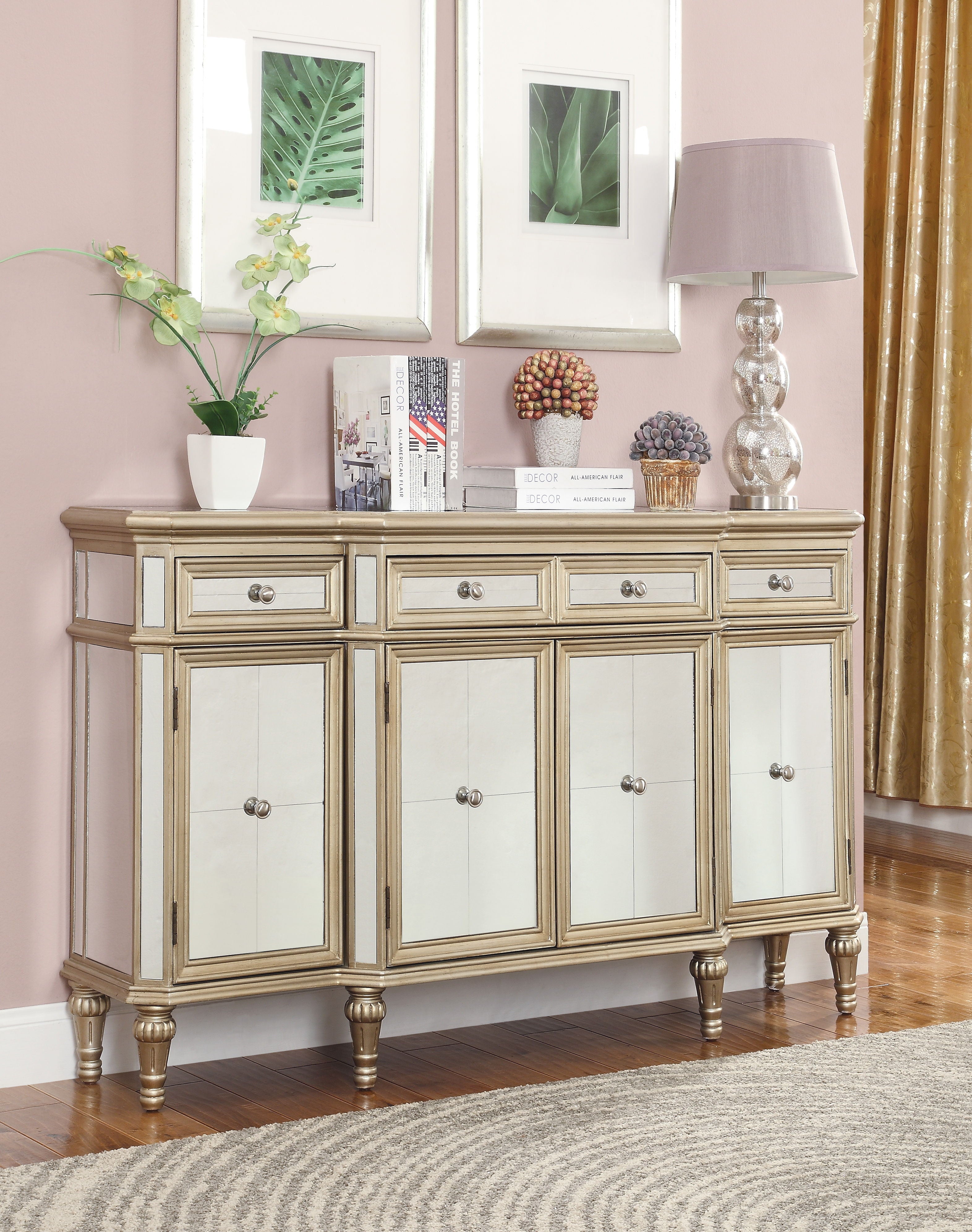 Sonia - Three Drawer Four Door Credenza - Estaline Champagne / Mirror - Premium Credenzas from Coast2Coast Home - Just $4125! Shop now at brett interiors