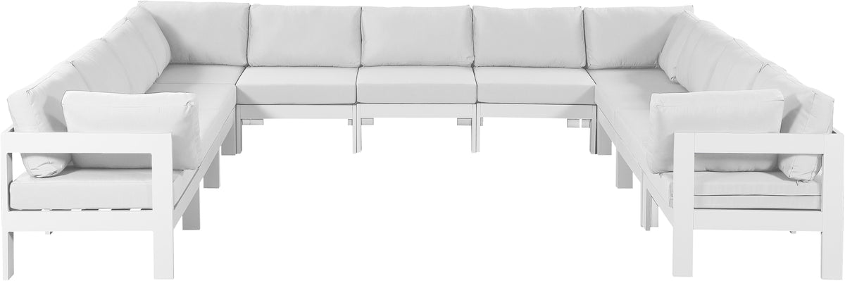 Nizuc - Outdoor Patio Modular Sectional 11 Piece - White - Fabric - Premium Stationary Sectionals from Meridian Furniture - Just $9887.50! Shop now at brett interiors