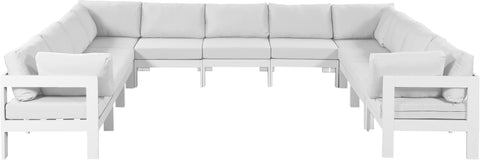 Nizuc - Outdoor Patio Modular Sectional 11 Piece - White - Fabric - Premium Stationary Sectionals from Meridian Furniture - Just $9887.50! Shop now at brett interiors