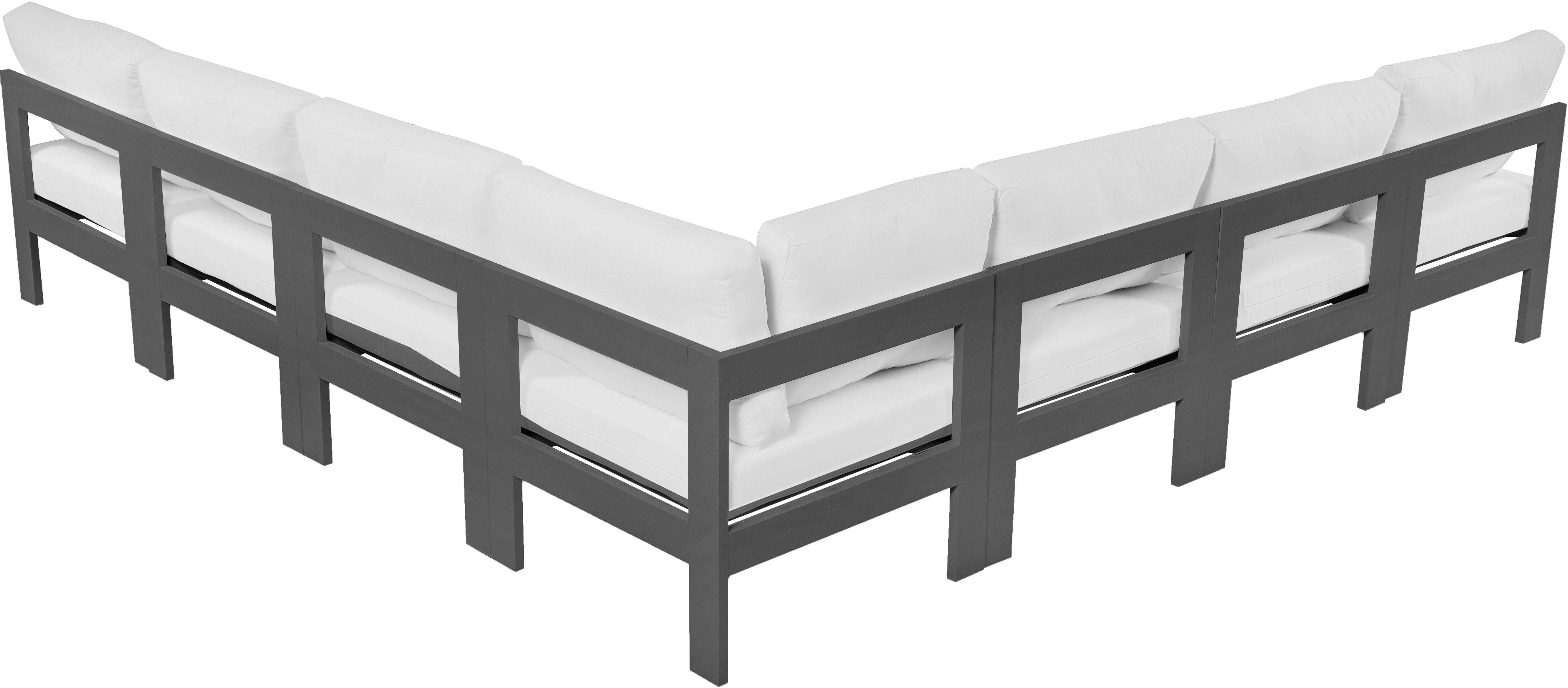 Nizuc - Outdoor Patio Modular Sectional 7 Piece - White - Fabric - Modern & Contemporary - Premium Stationary Sectionals from Meridian Furniture - Just $6137.50! Shop now at brett interiors