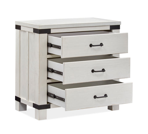 Harper Springs - Bachelor Chest With Metal Decoration - Silo White - Premium Bedside Chests from Magnussen Furniture - Just $729! Shop now at brett interiors