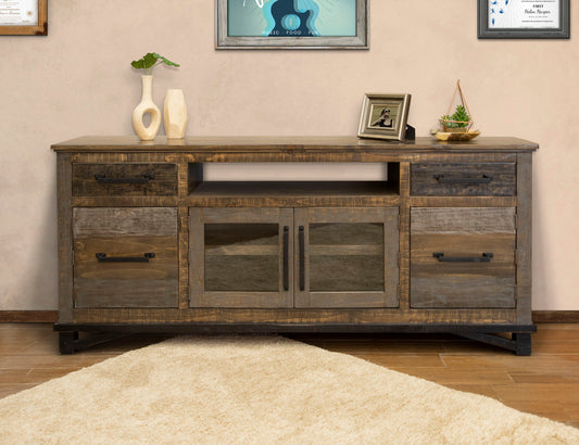 Loft Brown - 76" TV Stand / Console With 2 Drawers / 4 Doors - Two Tone Gray / Brown - Premium TV Stands from International Furniture Direct - Just $1180! Shop now at brett interiors