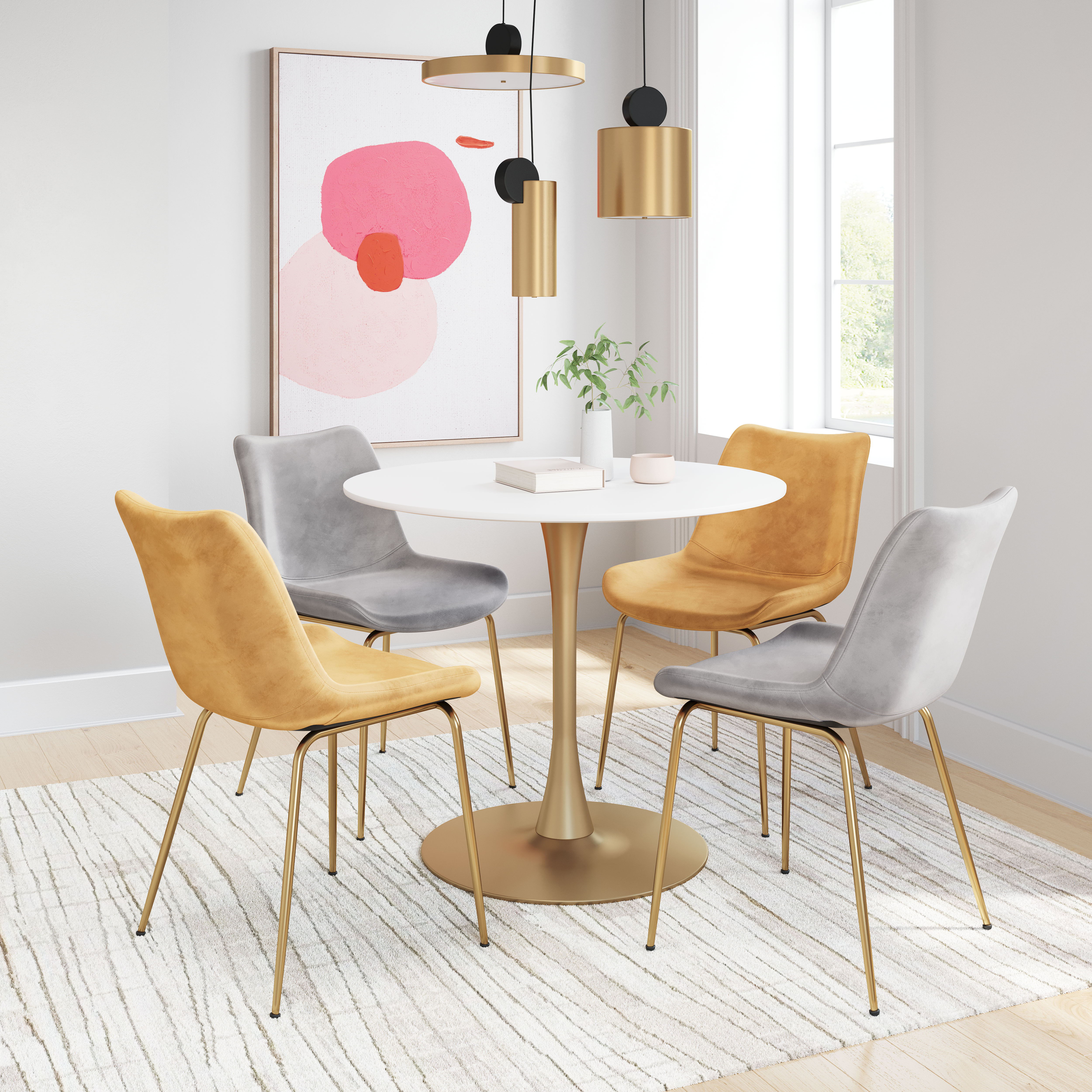 Opus - Dining Table - White / Gold - Premium Dining Tables from Zuo Modern - Just $1225! Shop now at brett interiors