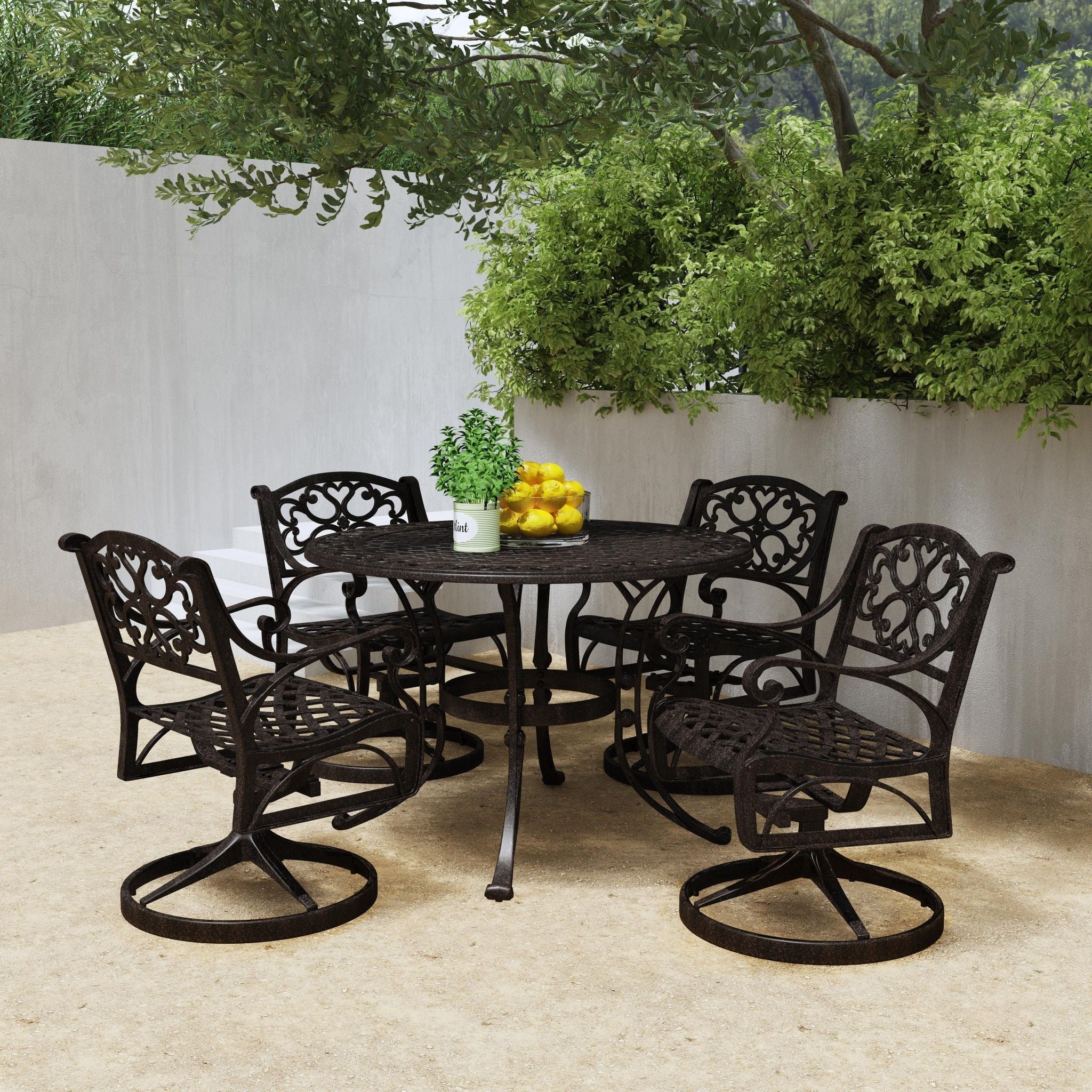 Sanibel - 42" Metal Outdoor Dining Set - Swivel Chairs Homestyles