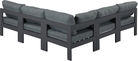 Nizuc - Outdoor Patio Modular Sectional 5 Piece - Dark Grey - Premium Stationary Sectionals from Meridian Furniture - Just $4412.50! Shop now at brett interiors