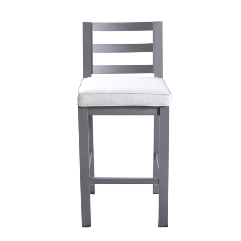 Outdoor Armless Aluminum Barstools With Cushion (Set of 2) - Pewter - Premium Stool Sets from Gather Craft - Just $811! Shop now at brett interiors