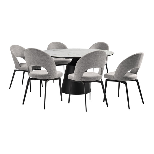 Knox Lucia - Dining Set Stone Top And Chairs - Premium 5 Piece Dining Room Sets from Armen Living - Just $4410! Shop now at brett interiors