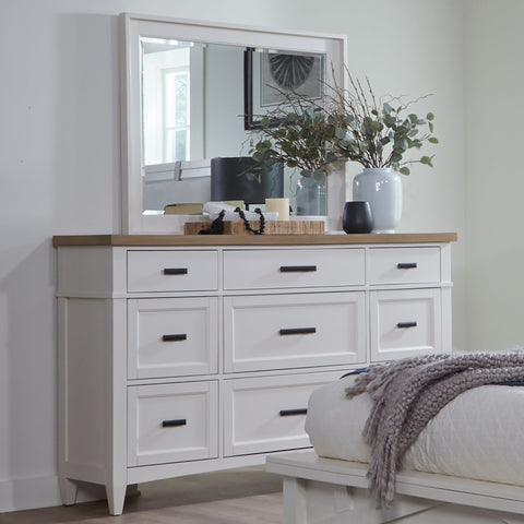 Americana Modern Bedroom - 9 Drawer Dresser And Mirror - Light Brown - Premium Dresser & Mirror from Parker House - Just $1270! Shop now at brett interiors