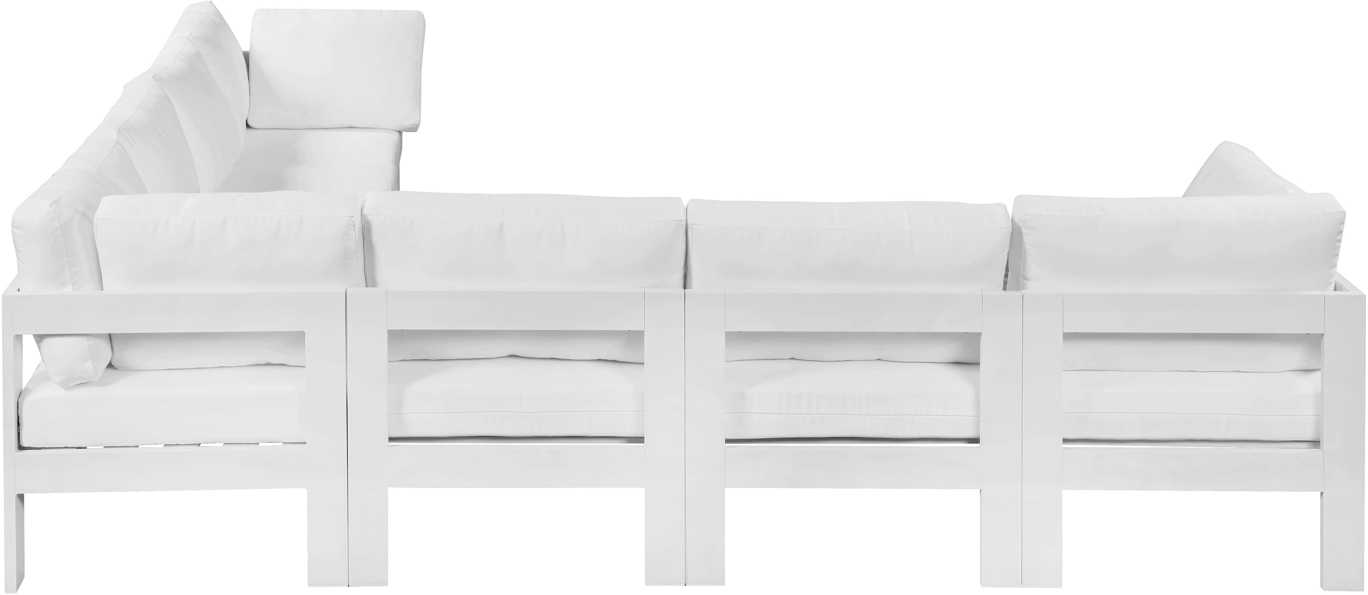 Nizuc - Outdoor Patio Modular Sectional 7 Piece - White - Metal - Premium Stationary Sectionals from Meridian Furniture - Just $6337.50! Shop now at brett interiors